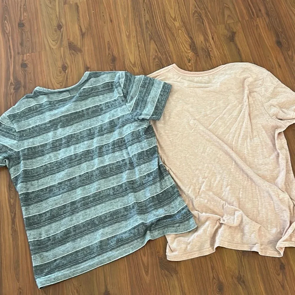 2 men's large T-shirts Goodfellow Alfani gray striped peach size large